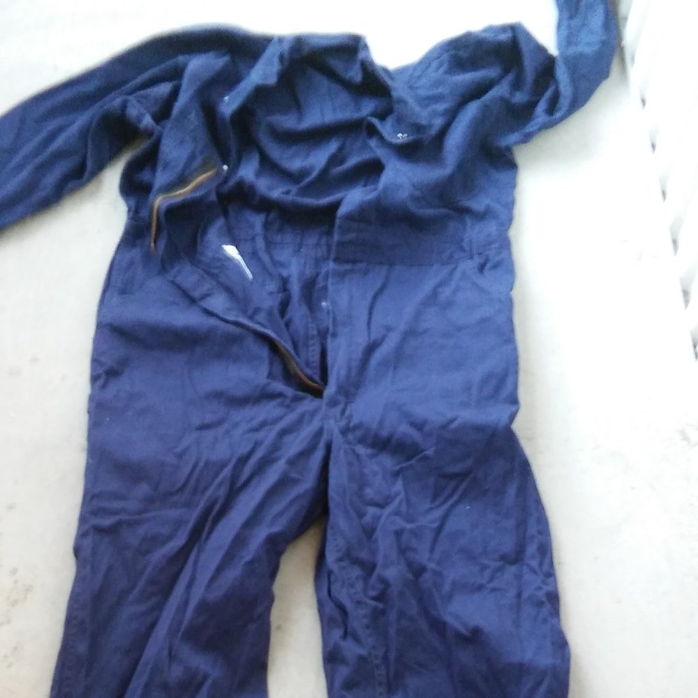 blue mechanical vintage cotton jump suit.